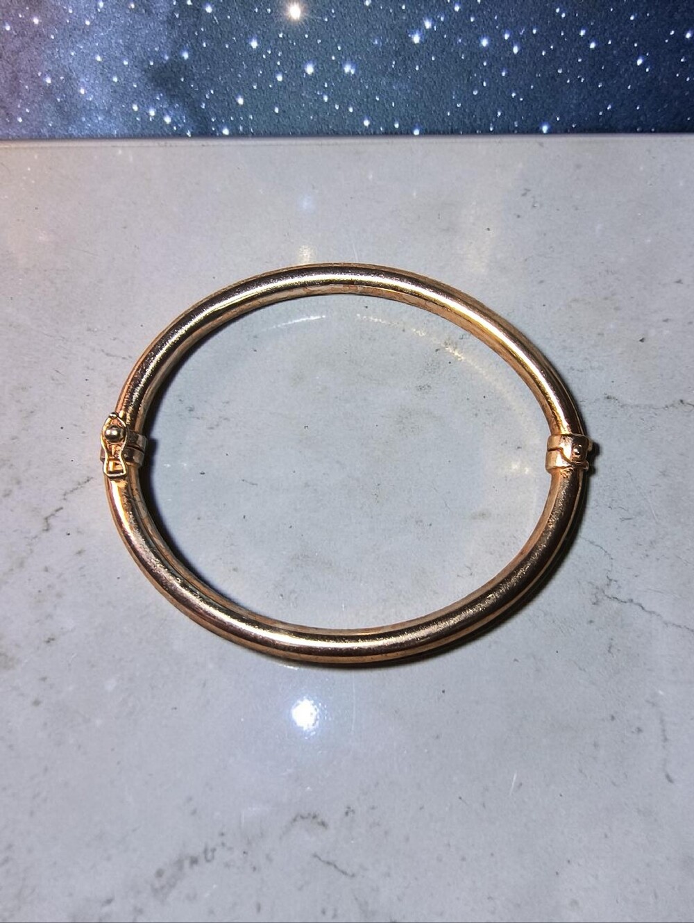 JCM Gold Over Sterling Silver Hollow Tube Hinged Bracelet